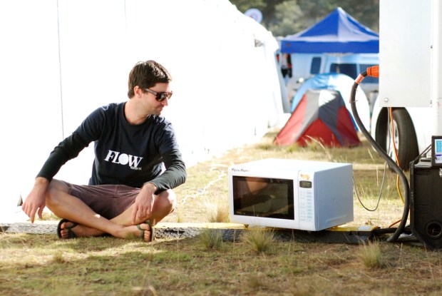 The Nespresso machine, fridge and several iPhones sucked a fair bit of power. So the microwave was plugged straight into the generator instead. Porridge anyone?
