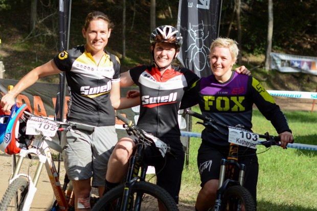 Rosie (L) and Katherine O'Shea (R) compared notes about riding trails like this in XC World Cups during their Euro days. Was great to catch up in such a relaxed, fun environment.